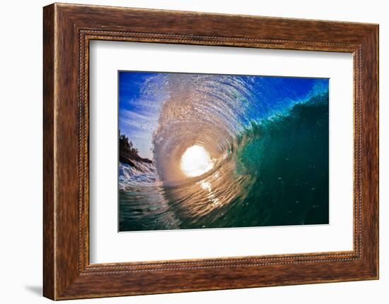 Light Burst-Wave breaking off N. Stradbroke Island, Queensland, Australia-Mark A Johnson-Framed Photographic Print