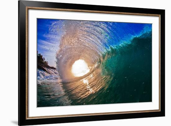 Light Burst-Wave breaking off N. Stradbroke Island, Queensland, Australia-Mark A Johnson-Framed Photographic Print