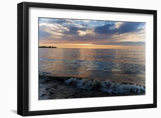 Light Clouds Sunset And Crashing Waves-Anthony Paladino-Framed Giclee Print