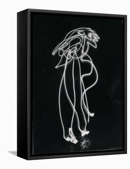 Light Drawing of Figure by Pablo Picasso Using Flashlight-Gjon Mili-Framed Premier Image Canvas