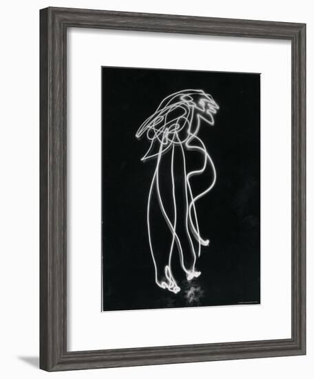 Light Drawing of Figure by Pablo Picasso Using Flashlight-Gjon Mili-Framed Photographic Print