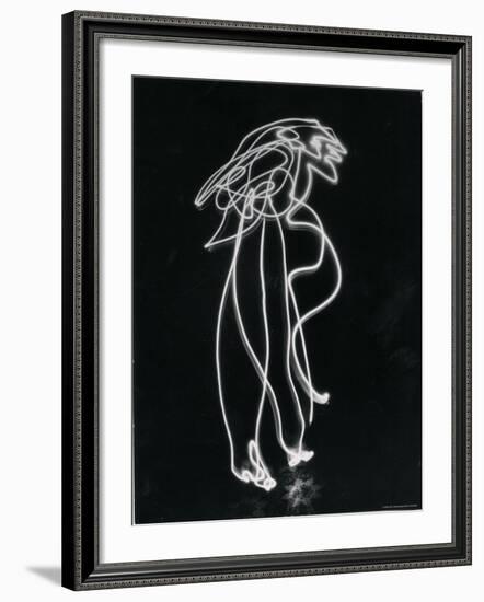 Light Drawing of Figure by Pablo Picasso Using Flashlight-Gjon Mili-Framed Photographic Print