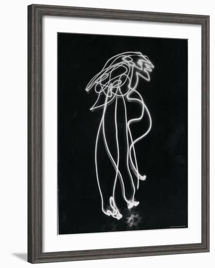 Light Drawing of Figure by Pablo Picasso Using Flashlight-Gjon Mili-Framed Photographic Print