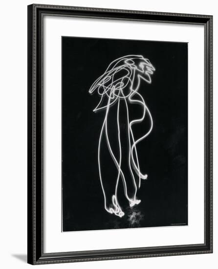 Light Drawing of Figure by Pablo Picasso Using Flashlight-Gjon Mili-Framed Photographic Print