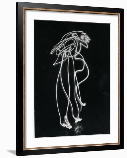 Light Drawing of Figure by Pablo Picasso Using Flashlight-Gjon Mili-Framed Photographic Print