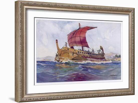 Light Fighting Ship from Classical Greece-Albert Sebille-Framed Art Print