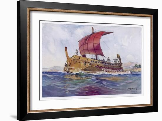 Light Fighting Ship from Classical Greece-Albert Sebille-Framed Art Print