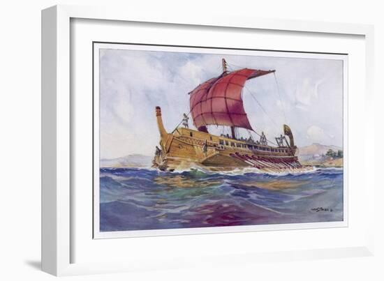 Light Fighting Ship from Classical Greece-Albert Sebille-Framed Art Print