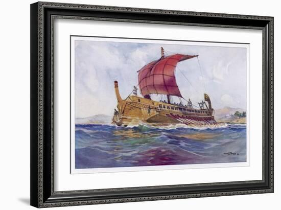 Light Fighting Ship from Classical Greece-Albert Sebille-Framed Art Print