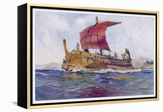 Light Fighting Ship from Classical Greece-Albert Sebille-Framed Stretched Canvas