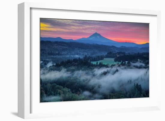 Light Fog at Sunrise from Jonsrud Point, Mount Hood Oregon-Vincent James-Framed Photographic Print