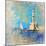 Light House With Yacht- Artistic Painting Style Picture-Maugli-l-Mounted Art Print