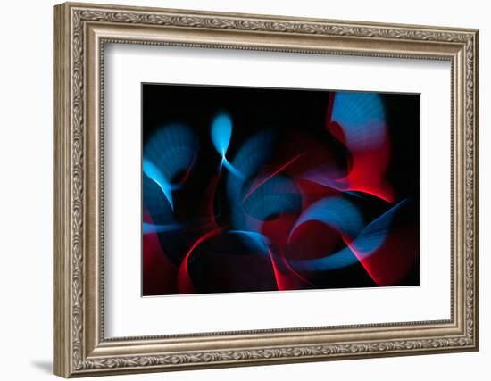 Light Painting Abstract Background. Blue and Red Light Painting Photography, Long Exposure, Ripples-Regina M art-Framed Photographic Print