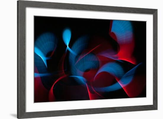 Light Painting Abstract Background. Blue and Red Light Painting Photography, Long Exposure, Ripples-Regina M art-Framed Photographic Print