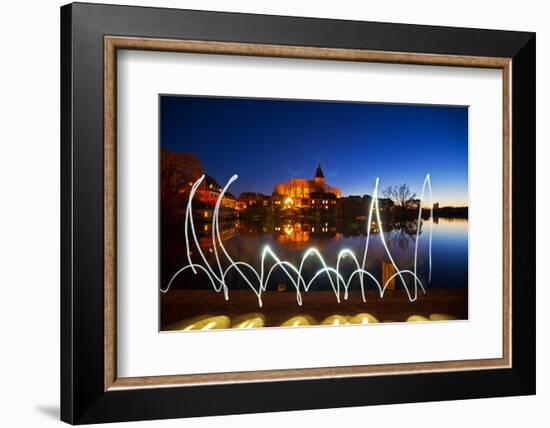 Light Painting at Mšllner Town Lake, Evening-Thomas Ebelt-Framed Photographic Print