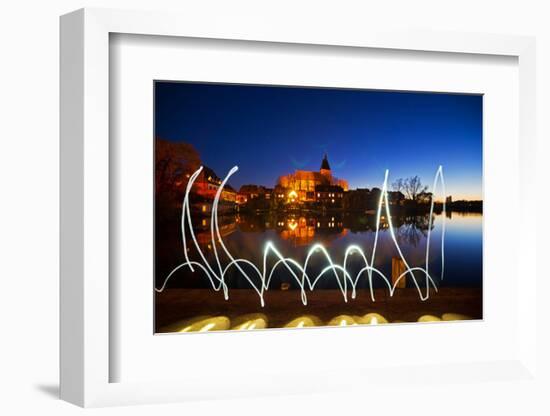 Light Painting at Mšllner Town Lake, Evening-Thomas Ebelt-Framed Photographic Print