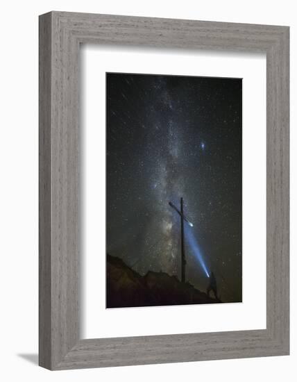 Light Painting with the Milky Way and the Summit Cross in the Background-Niki Haselwanter-Framed Photographic Print