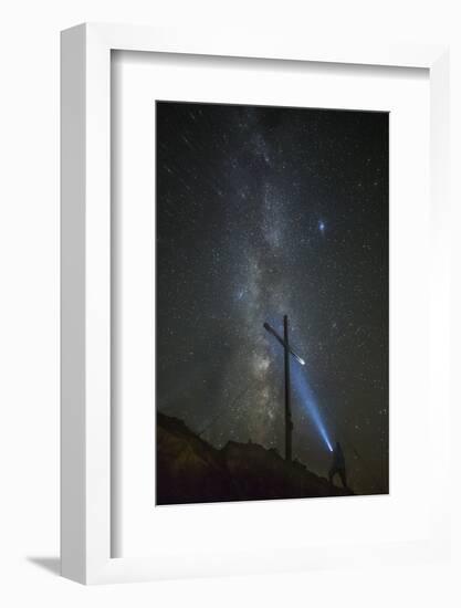 Light Painting with the Milky Way and the Summit Cross in the Background-Niki Haselwanter-Framed Photographic Print