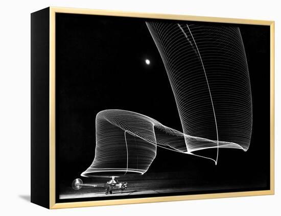 Light Pattern in the Moonlight Sky Produced by Time Exposure of Light-Andreas Feininger-Framed Premier Image Canvas