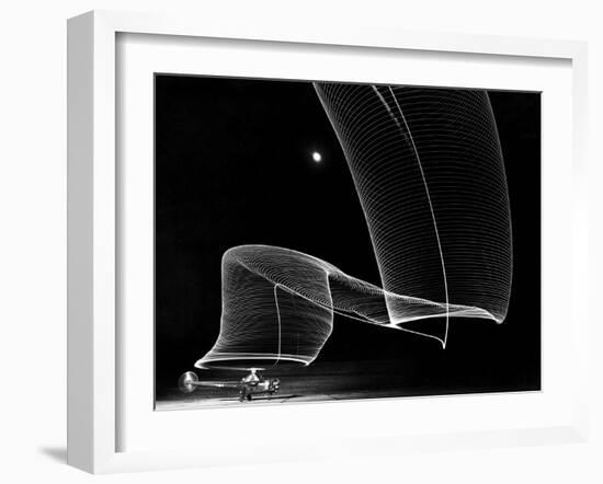 Light Pattern in the Moonlight Sky Produced by Time Exposure of Light-Andreas Feininger-Framed Photographic Print