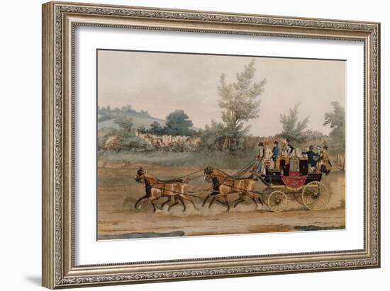 Light Post Coach (Coloured Engraving)-James Pollard-Framed Giclee Print