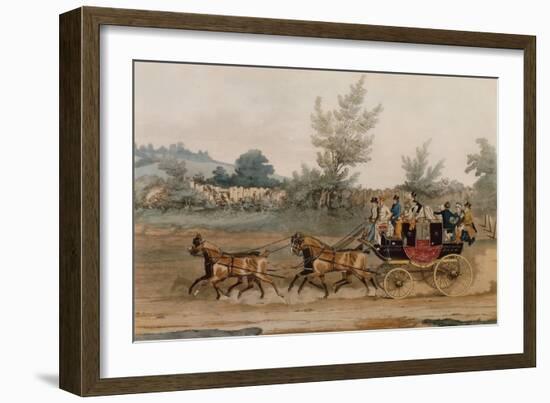 Light Post Coach (Coloured Engraving)-James Pollard-Framed Giclee Print