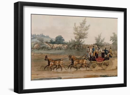 Light Post Coach (Coloured Engraving)-James Pollard-Framed Giclee Print