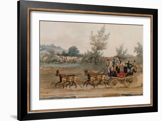 Light Post Coach (Coloured Engraving)-James Pollard-Framed Giclee Print