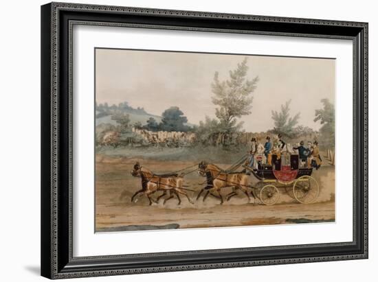 Light Post Coach (Coloured Engraving)-James Pollard-Framed Giclee Print