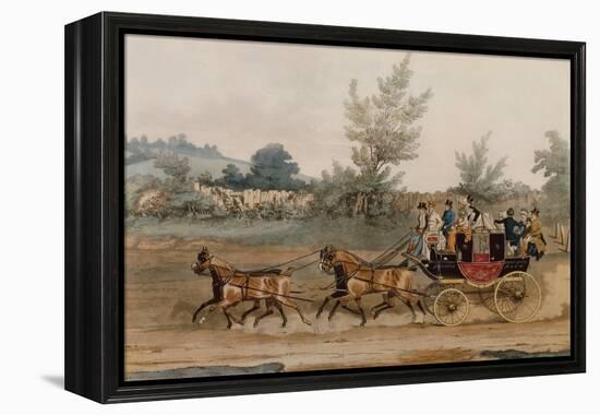 Light Post Coach (Coloured Engraving)-James Pollard-Framed Premier Image Canvas