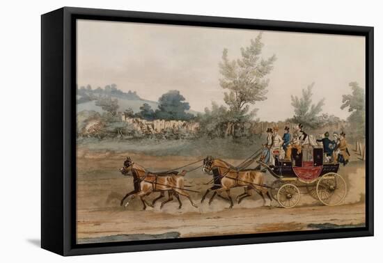 Light Post Coach (Coloured Engraving)-James Pollard-Framed Premier Image Canvas