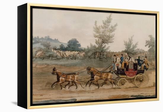 Light Post Coach (Coloured Engraving)-James Pollard-Framed Premier Image Canvas