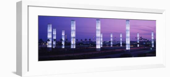 Light Sculptures Lit Up at Night, Lax Airport, Los Angeles, California, USA-null-Framed Photographic Print