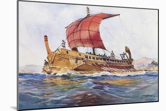 Light Ship from Classical Greek Era, Watercolour by Albert Sebille (1874-1953)-null-Mounted Giclee Print