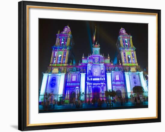 Light Show at Cathedral Metropolitana, District Federal, Mexico City, Mexico, North America-Christian Kober-Framed Photographic Print