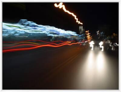 Light Streaks from Car Headlights at Night' Photographic Print | Art.com