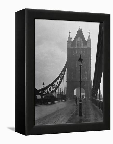 Light Traffic across Tower Bridge on an Overcast Day-Carl Mydans-Framed Premier Image Canvas