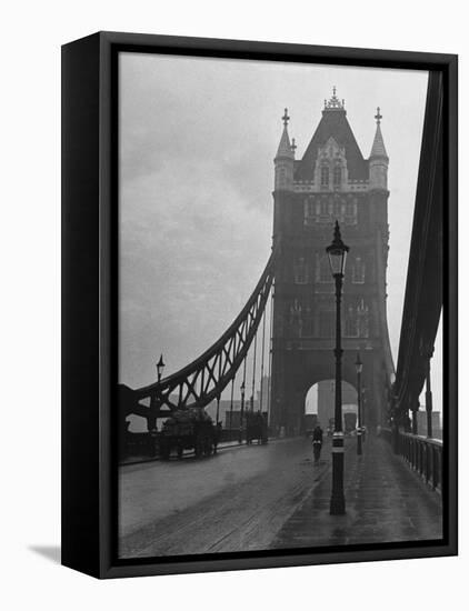 Light Traffic across Tower Bridge on an Overcast Day-Carl Mydans-Framed Premier Image Canvas