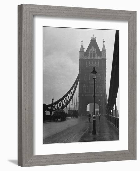 Light Traffic across Tower Bridge on an Overcast Day-Carl Mydans-Framed Photographic Print