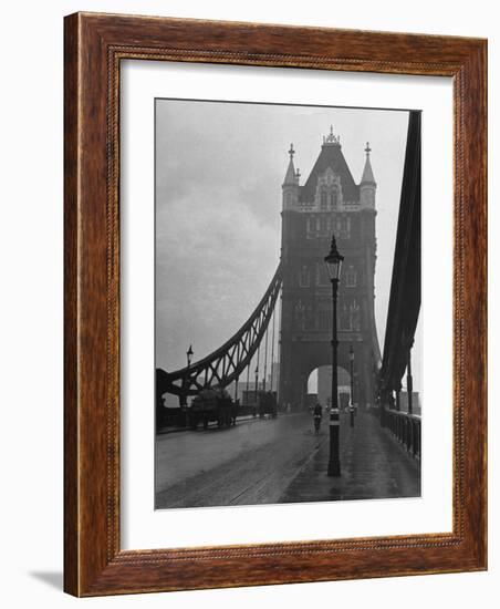 Light Traffic across Tower Bridge on an Overcast Day-Carl Mydans-Framed Photographic Print