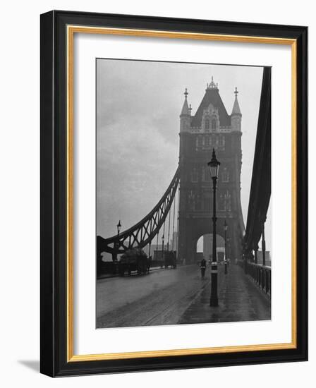 Light Traffic across Tower Bridge on an Overcast Day-Carl Mydans-Framed Photographic Print