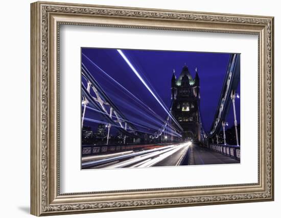 Light Trails on London Bridge in the Evening, London, United Kingdom, Europe-John Woodworth-Framed Photographic Print