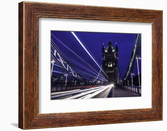 Light Trails on London Bridge in the Evening, London, United Kingdom, Europe-John Woodworth-Framed Photographic Print