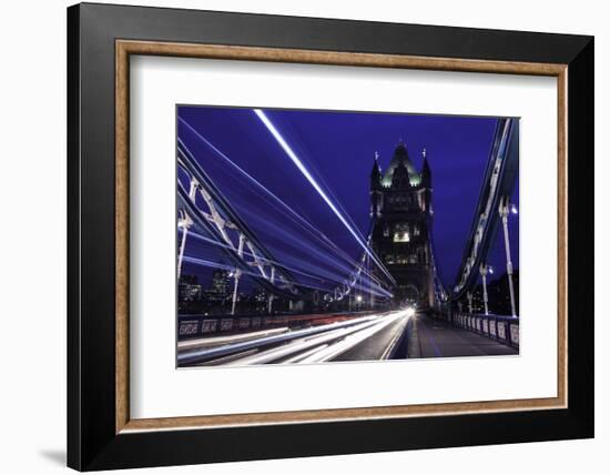 Light Trails on London Bridge in the Evening, London, United Kingdom, Europe-John Woodworth-Framed Photographic Print