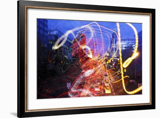 Light Trails, Traffic, Abstract, Dynamic, Rush-Hour Traffic-Axel Schmies-Framed Photographic Print