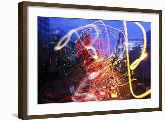 Light Trails, Traffic, Abstract, Dynamic, Rush-Hour Traffic-Axel Schmies-Framed Photographic Print