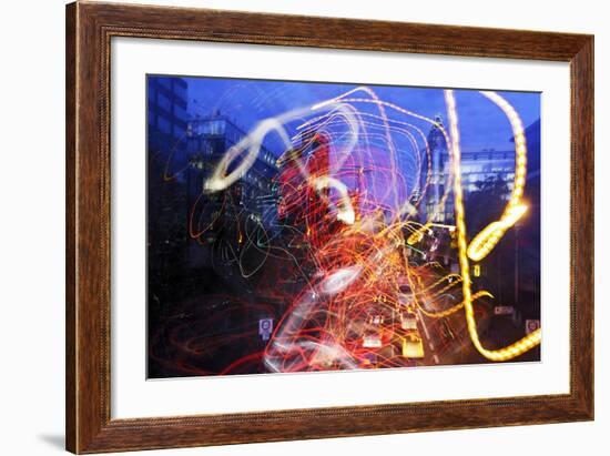 Light Trails, Traffic, Abstract, Dynamic, Rush-Hour Traffic-Axel Schmies-Framed Photographic Print