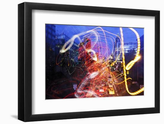 Light Trails, Traffic, Abstract, Dynamic, Rush-Hour Traffic-Axel Schmies-Framed Photographic Print