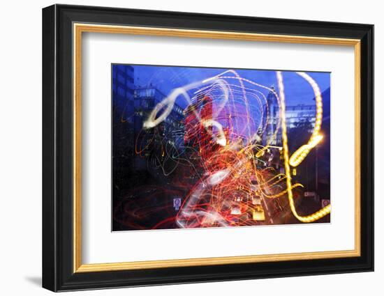 Light Trails, Traffic, Abstract, Dynamic, Rush-Hour Traffic-Axel Schmies-Framed Photographic Print