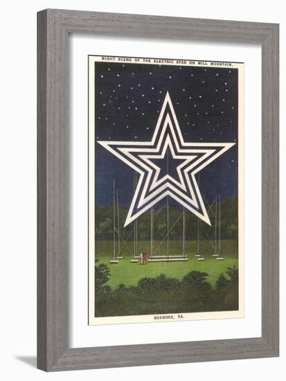 Lighted Star, Mill Mountain, Roanoke, Virginia-null-Framed Art Print